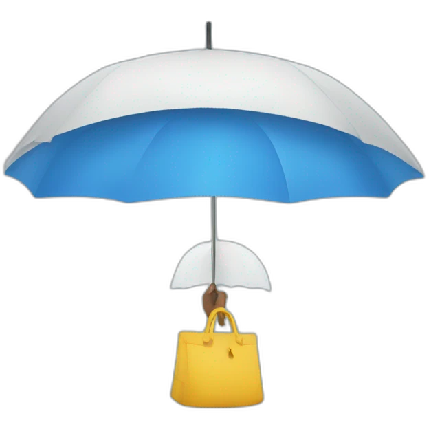 Customer buying blue umbrella emoji