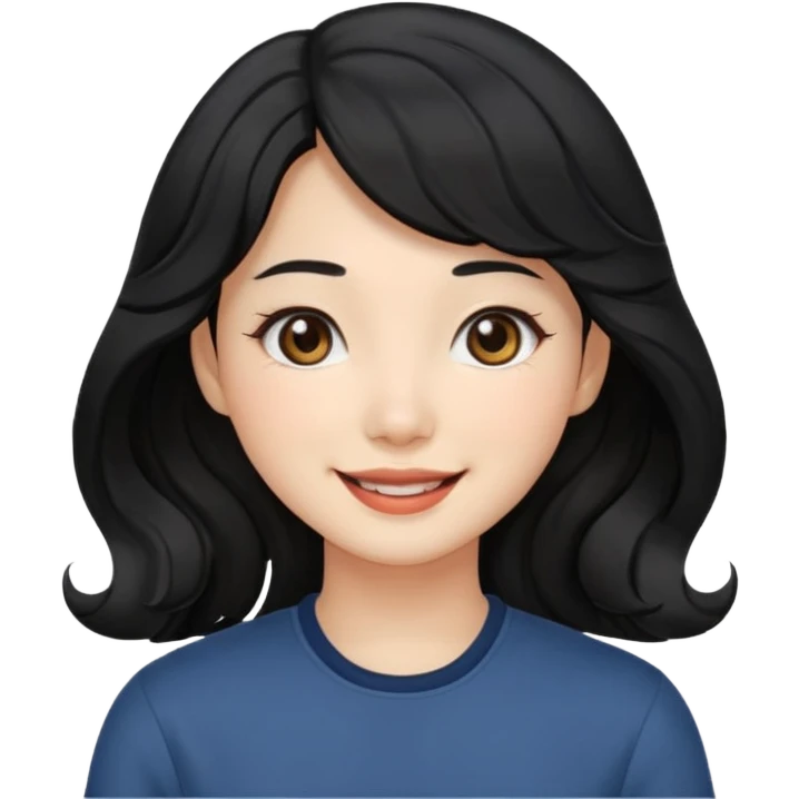 Korean girl, black hair with waves, beige eyes emoji