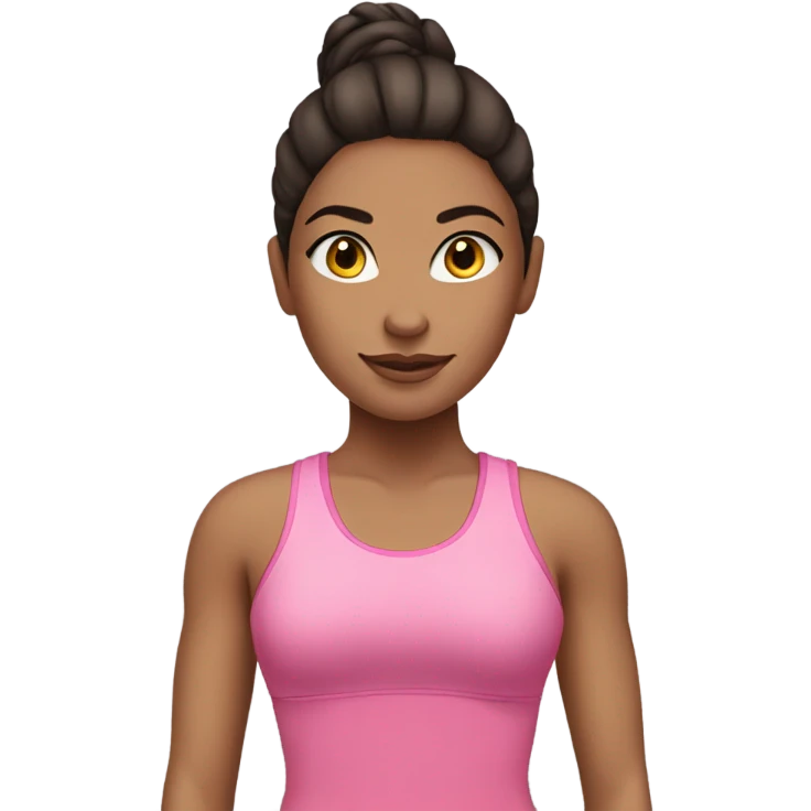 Brunette girl pink workout clothes emoji