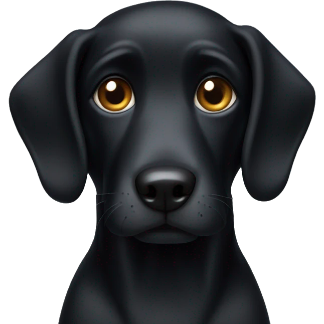 Black dog with long standing ears  emoji
