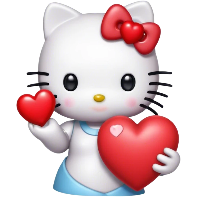 hello kitty holding heart in right hand emoji