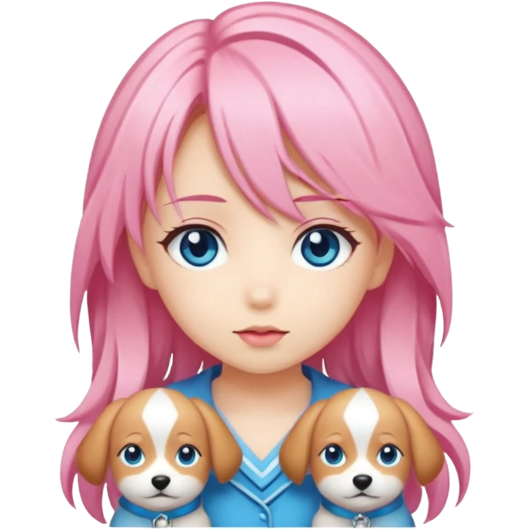 "Chibi-Anime-Girl mit Hundeohren, pinken Haaren, großen blauen Augen und breitem Grinsen." emoji