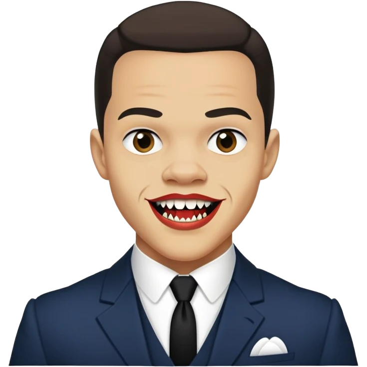 Interview with a vampire Jacob Anderson as Louis de pointe du lac in a suit from the 60s with fangs emoji