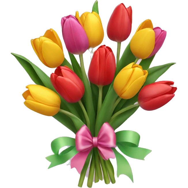 Bouquet of tulips with a with a bow emoji