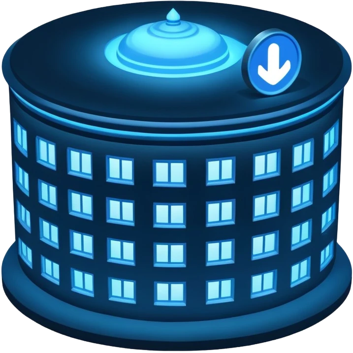 The round blue sign on the night building  emoji