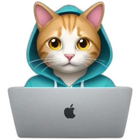 cat with hoodie and a macbook emoji