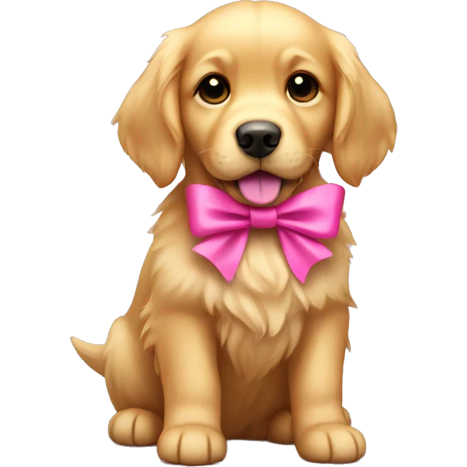 Small golden retriever with pink bow emoji