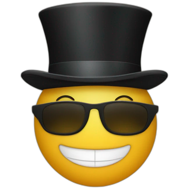 top hat with a face emoji