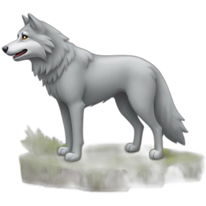 Un loup qui monte à cheval emoji