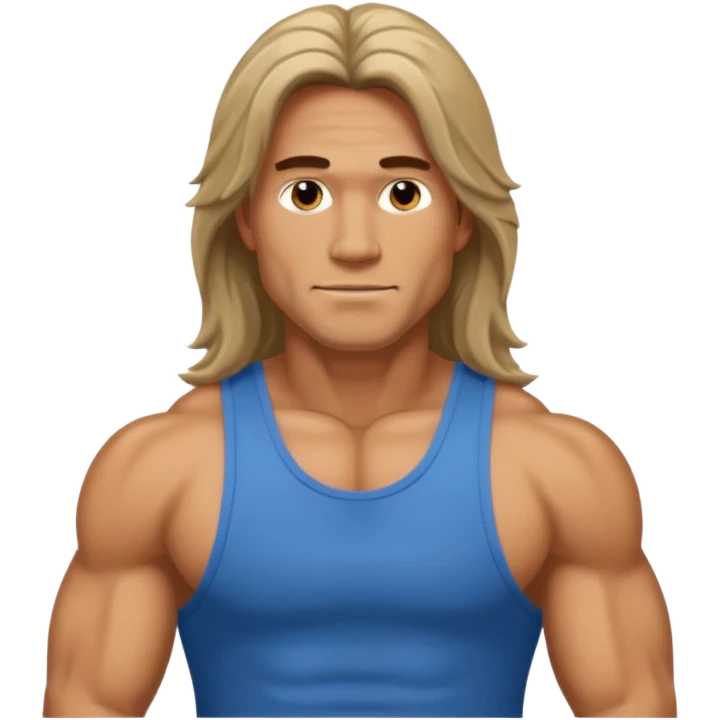 Long hair fat muscle men in tank top emoji