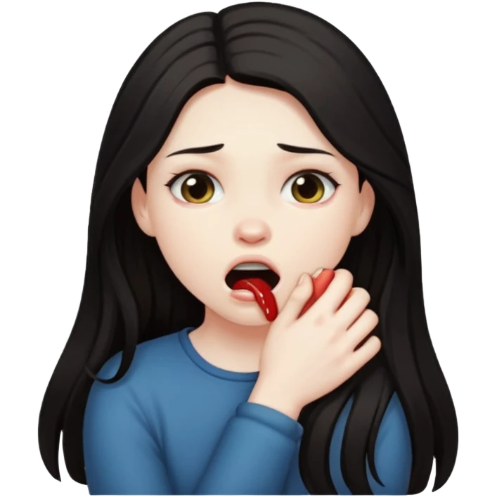 A girl choking herself emoji