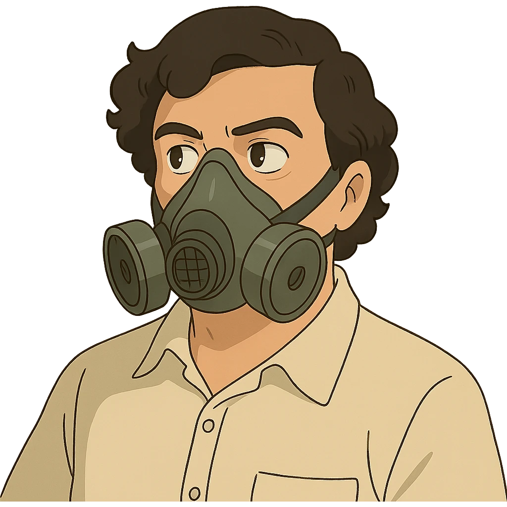 pablo escobar wearing a gas mask emoji