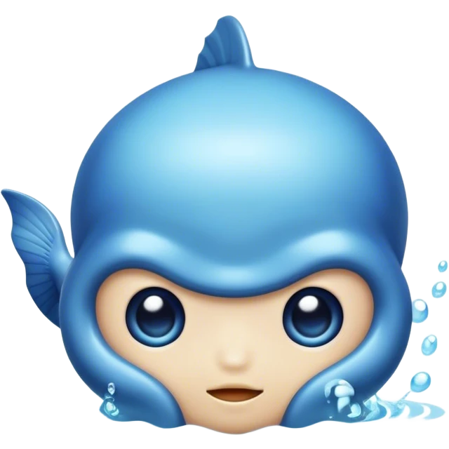 A cute blue sea enemy emoji