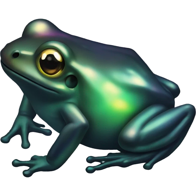 Dark iridescent frog glowing emoji