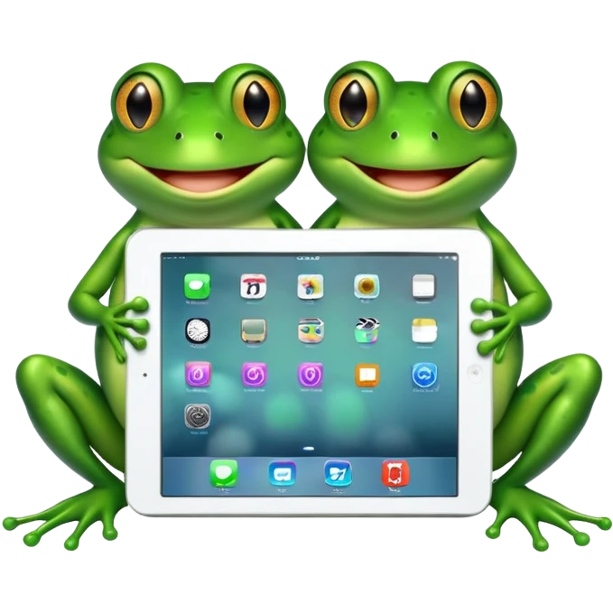 Two frogs on a lil iPad  emoji