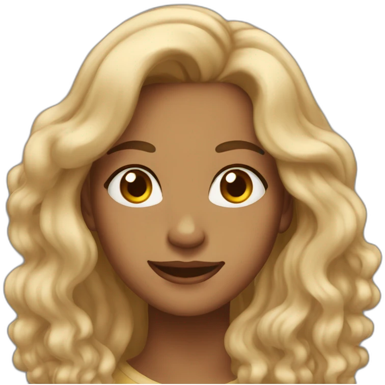 Very proud happy woman. Brown eyes and long wavy hair. Light skin. She is a little cocky emoji