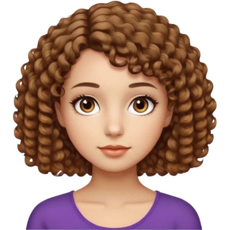 فتاه شعرها كيرلي قصير الى الكتف رموشها طويله وعيونها بنيه لوزيه emoji