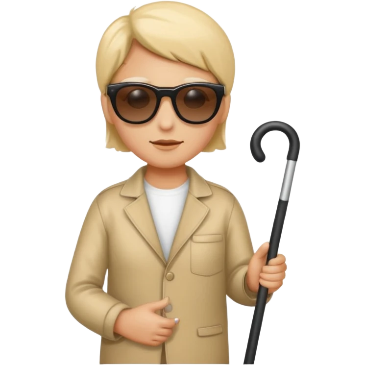 A blind person wearing sunglasses and holding a guide cane emoji