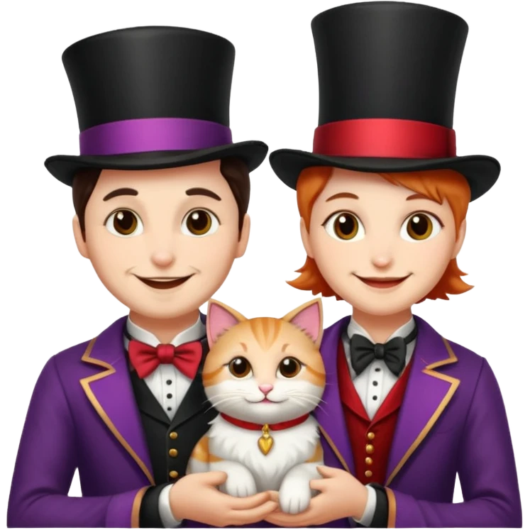 magician couple and their pet cat emoji