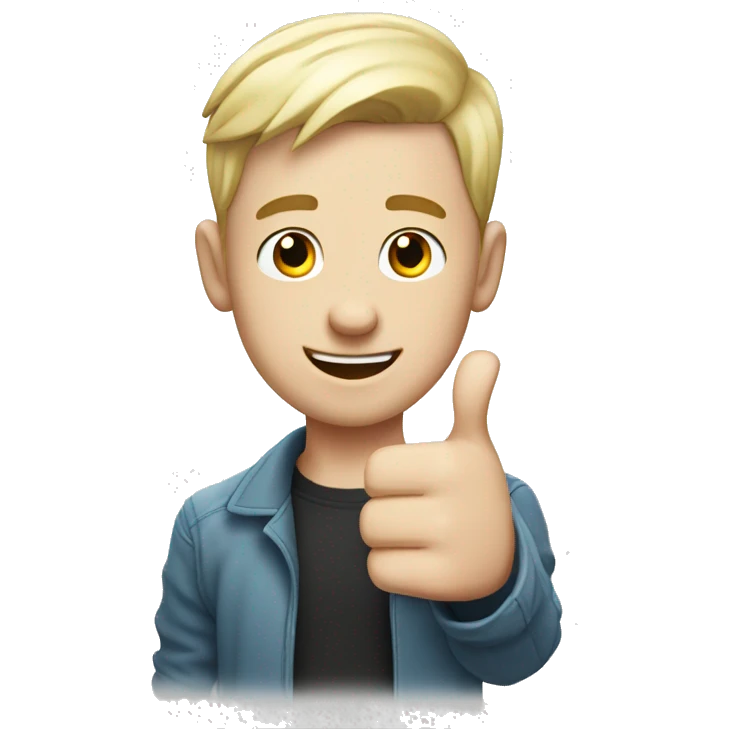 White skinned Young man with Thumbs up wearing cool  emoji