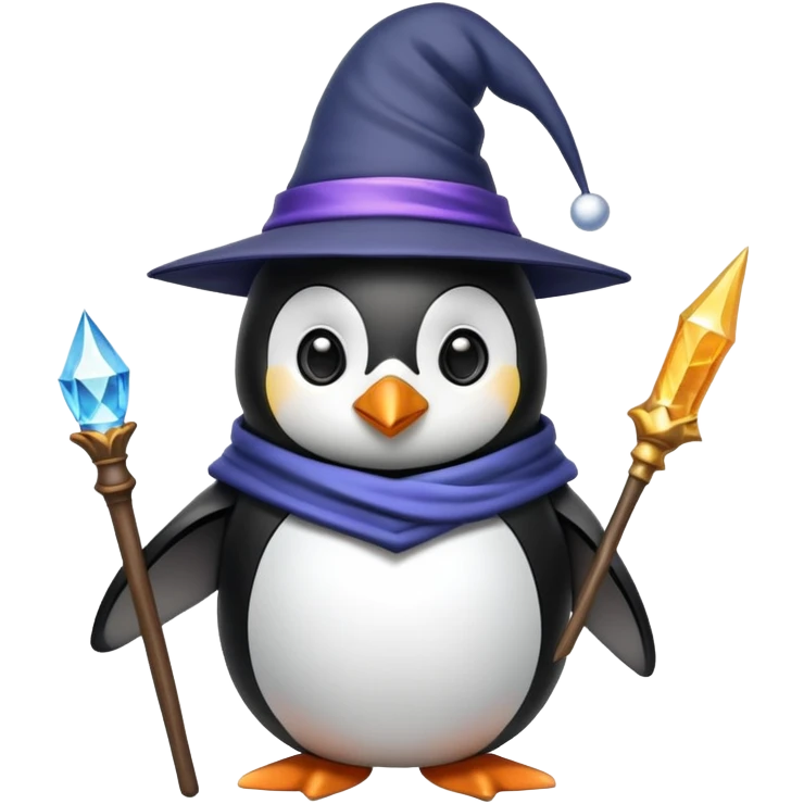 penguin with wizard hat and wand emoji