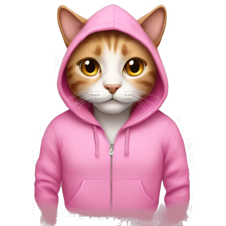 Cat wearing pink hoodie emoji