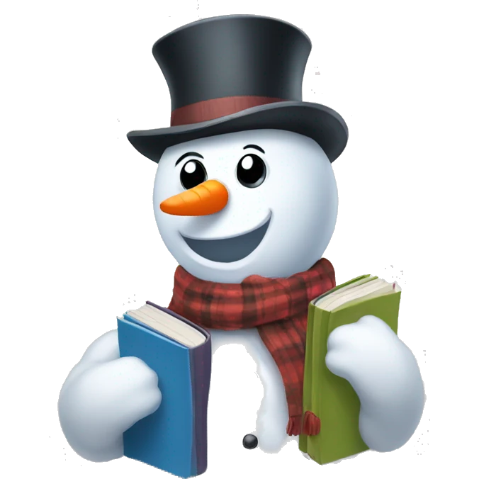 snowman holding books emoji