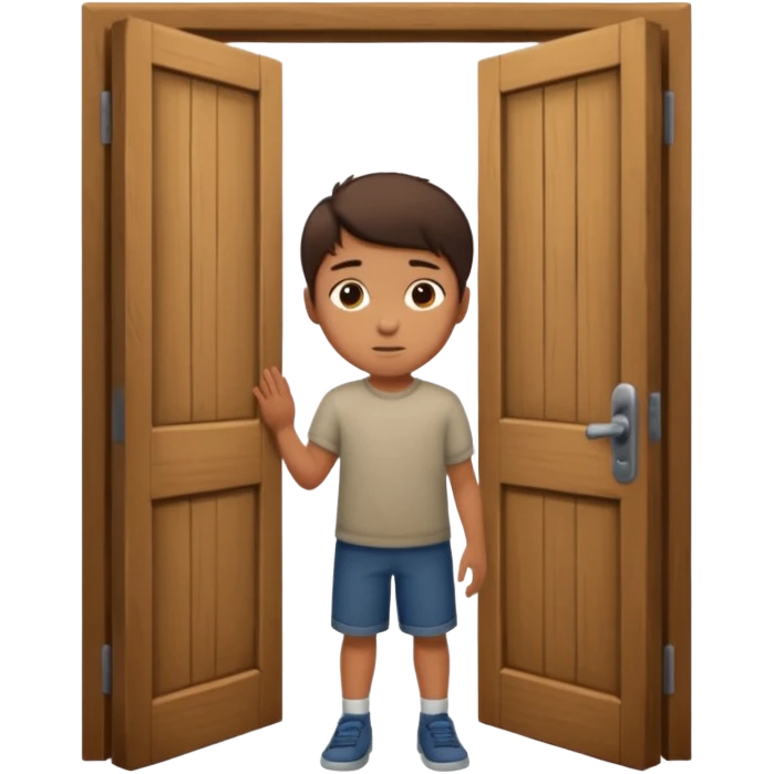 Sartaroshxonaga kirib kelayotgan o'smirin bola u eshikni ochayapti rakurs ichkaridan g'ira shira  emoji