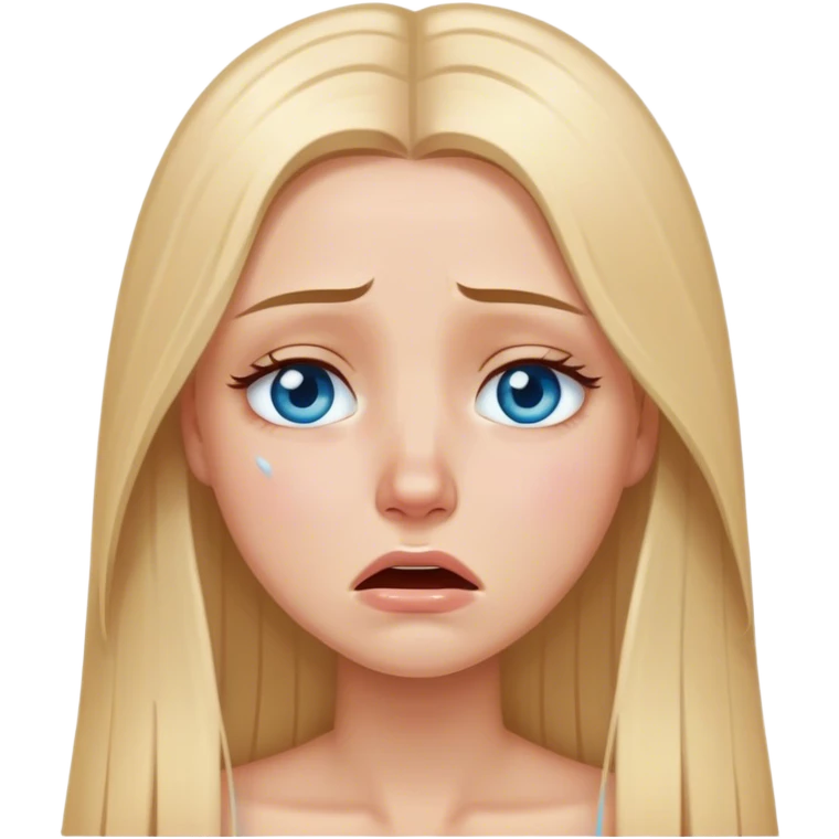 beautiful white girl with long straight blonde hair blue eyes crying  emoji