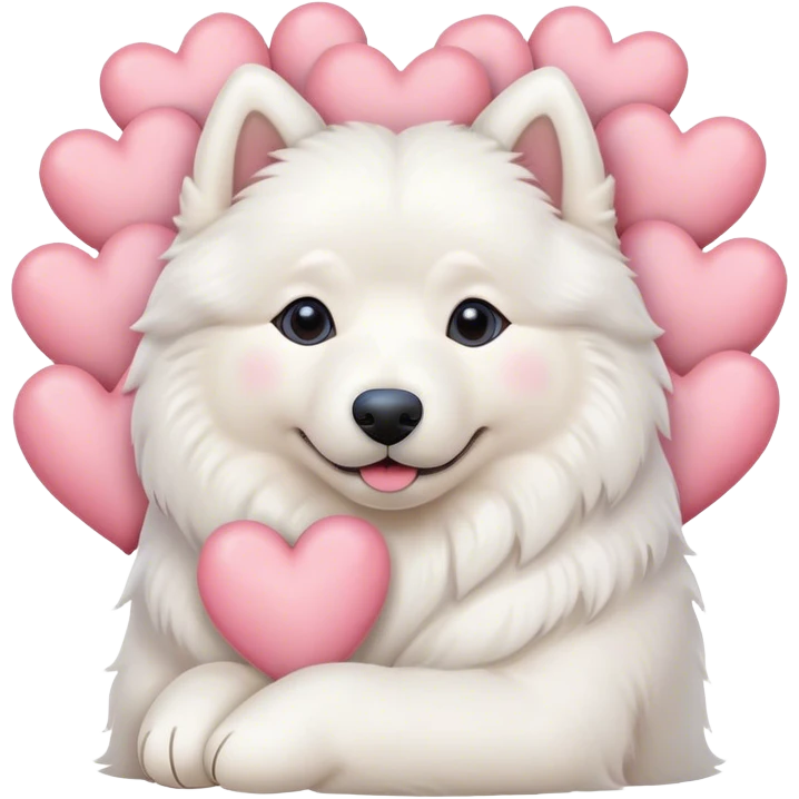 samoyed hug with pastel hearts emoji