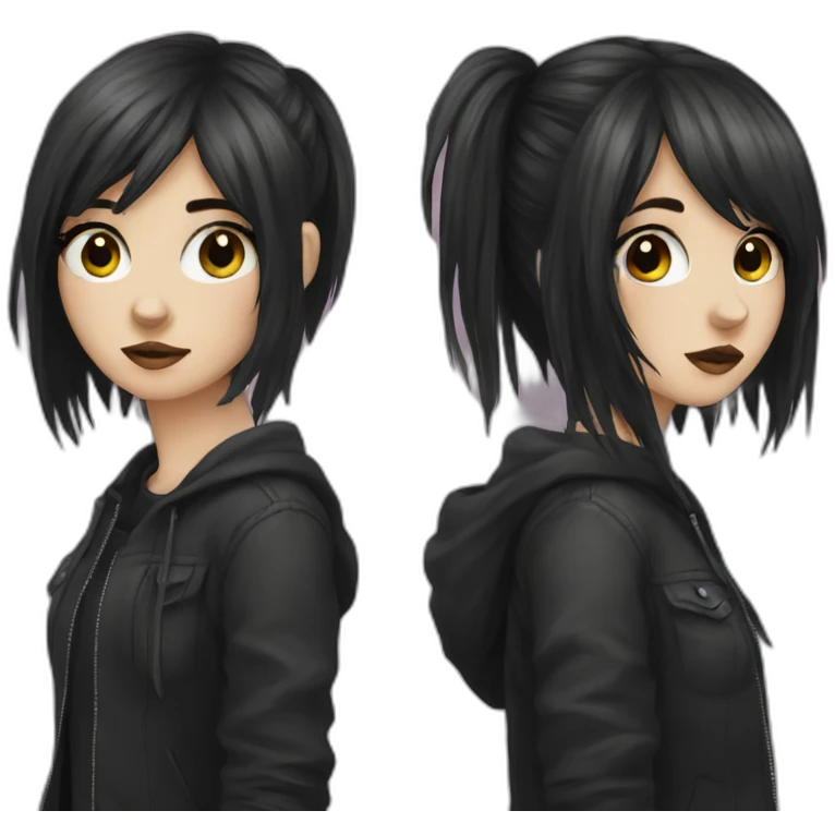 two emo girl best friends dark hair emoji