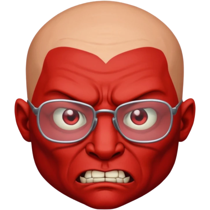 Devil man with rectangular glasses angry bald emoji