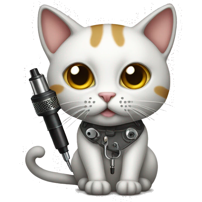 CAT With TATTOO machine  emoji
