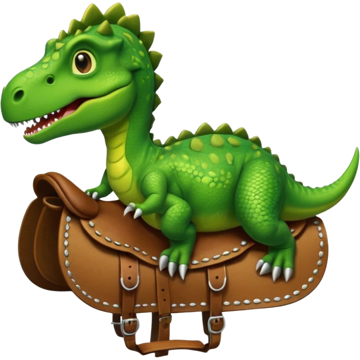Dinosaur in saddle, front face emoji