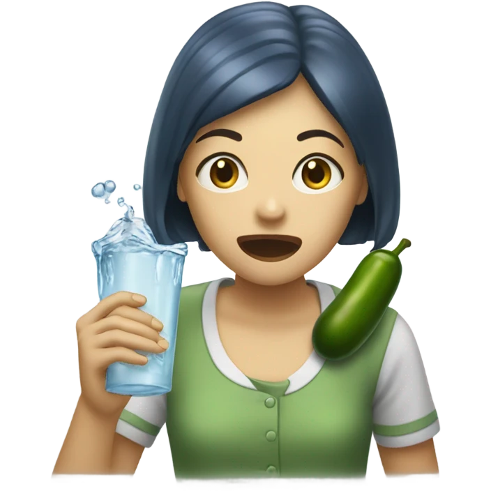 Girl spitting water on a pickle  emoji