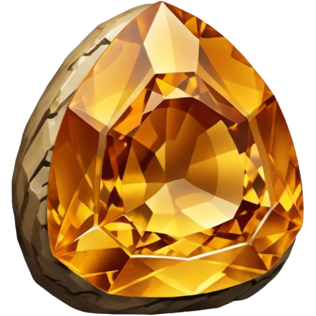 Single gemstone rock character, warm golden citrine, squat and heavy like a rock, with carved facets  emoji