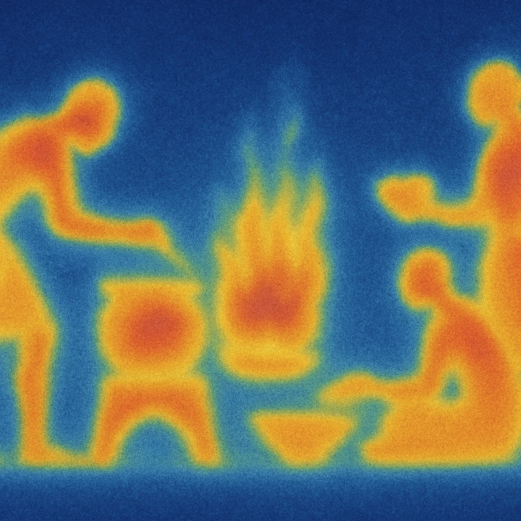 ancient Egyptian cooking scene in hieroglyphic style emoji