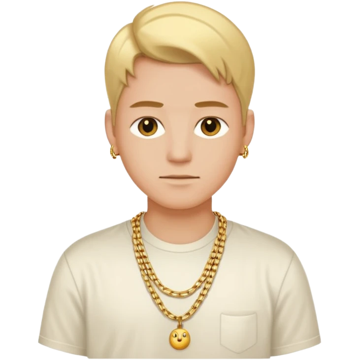 Neutral entrepreneur with gold chain, relaxed confident expression, minimal luxury feel emoji
