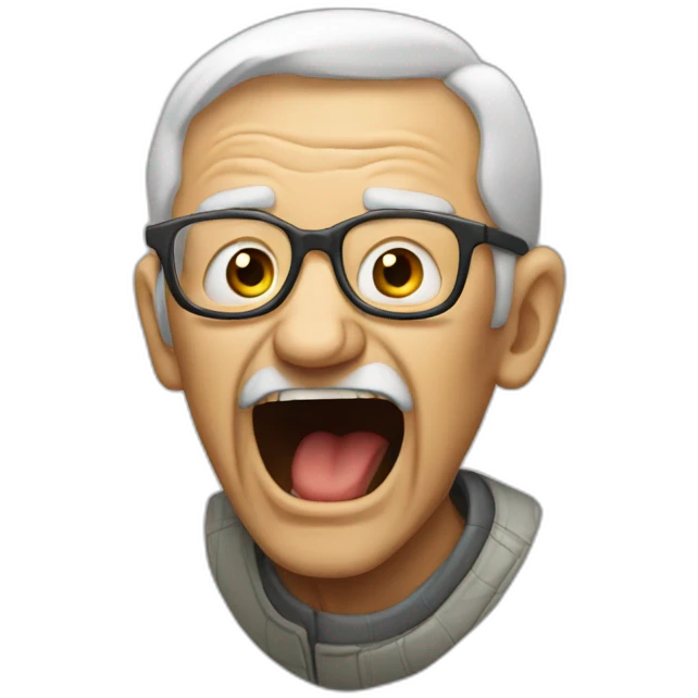 old man screams at code emoji