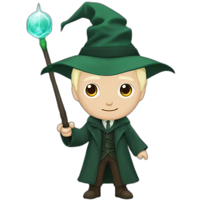 Draco malfoy with A wand and Sorting hat emoji