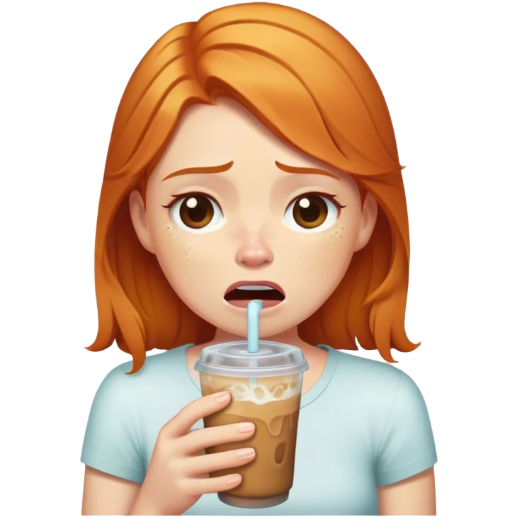 Ginger Girl crying with iced coffee  emoji