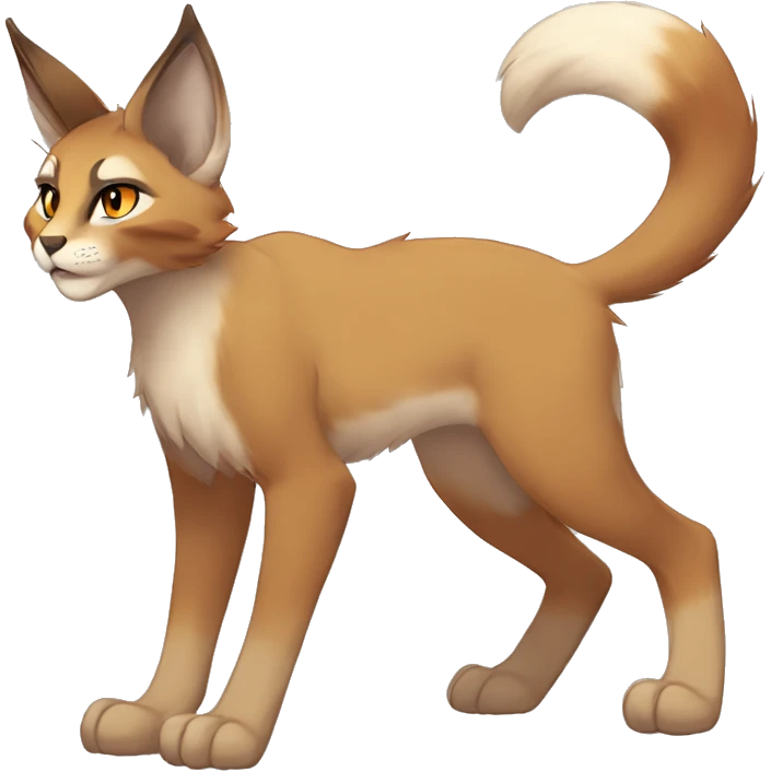 Anthro Beige-Orange-Brown Furry-Sona-Fakemon Lynx-Caracal Full Body emoji