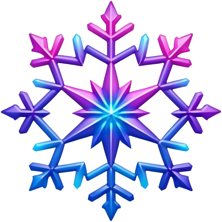 Gradient iridescent Pink violet blue star snowflake  emoji