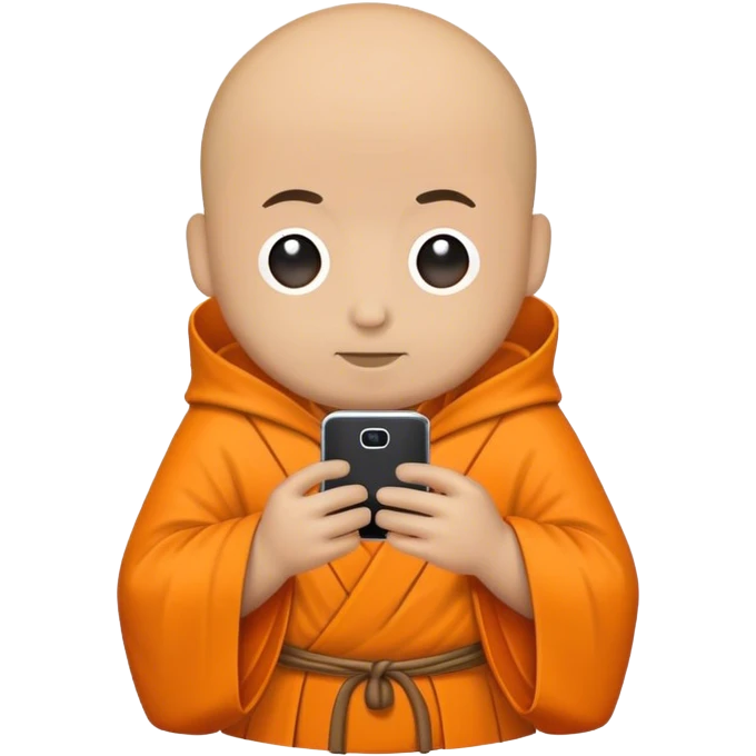 a mobile Phone in a monk orange robe emoji