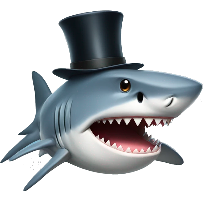 Shark with a top hat emoji