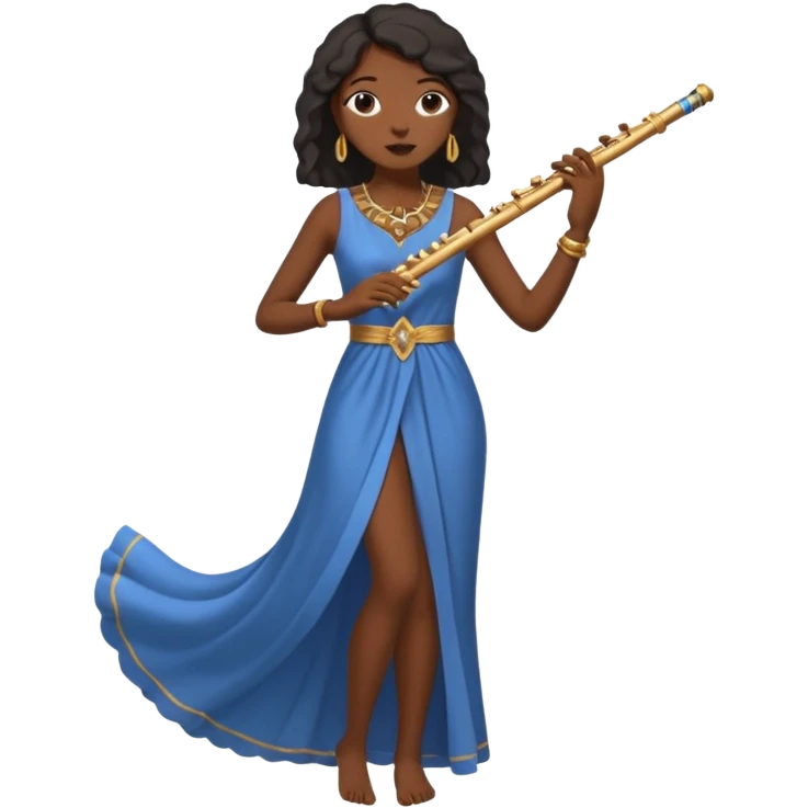 black woman playing blowing flute full body emoji