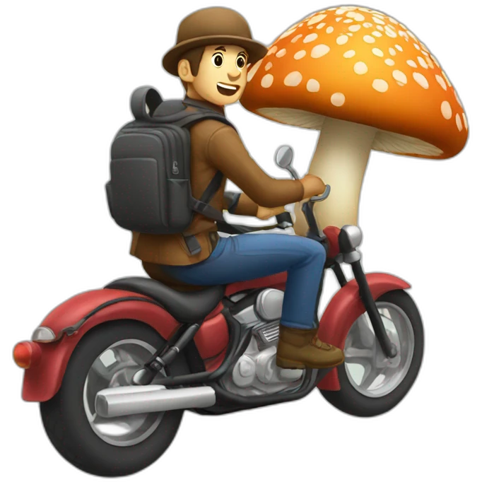 male eating mushroom while riding bernadoodle emoji