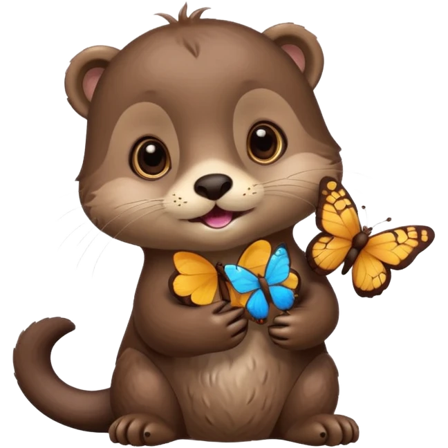 otter with butterflies and idea emoji