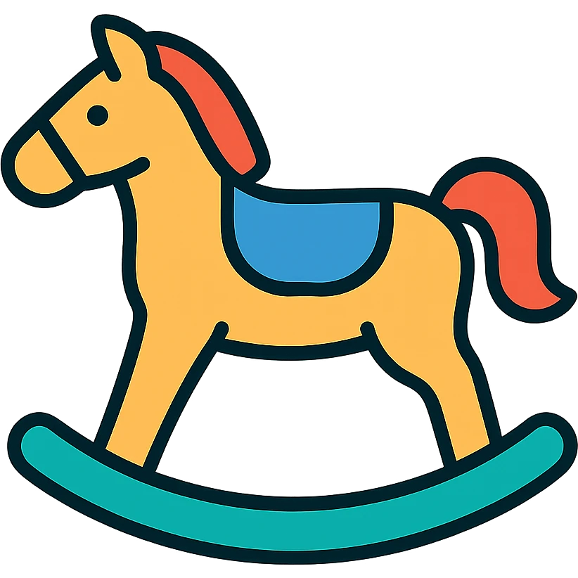 A traditional wooden rocking horse toy for children emoji