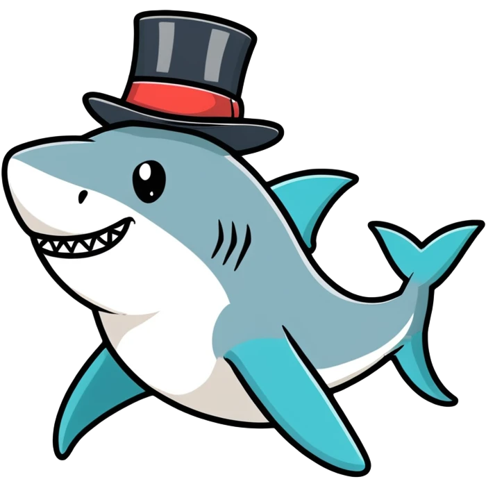 Shark with a top hat emoji
